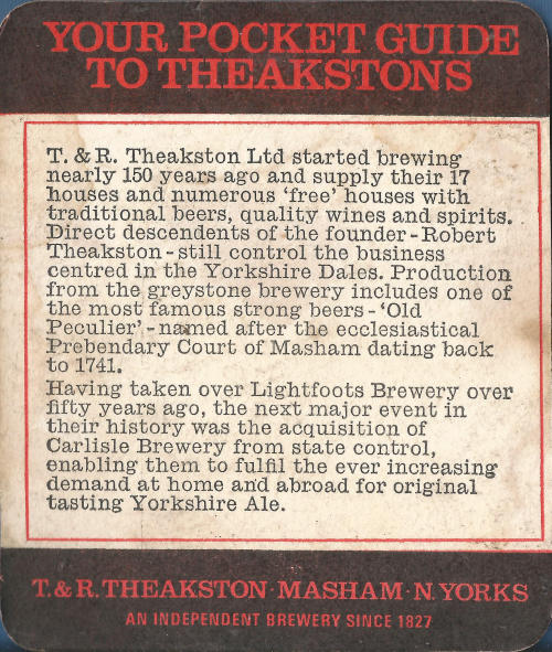 Theakston Beer Mat